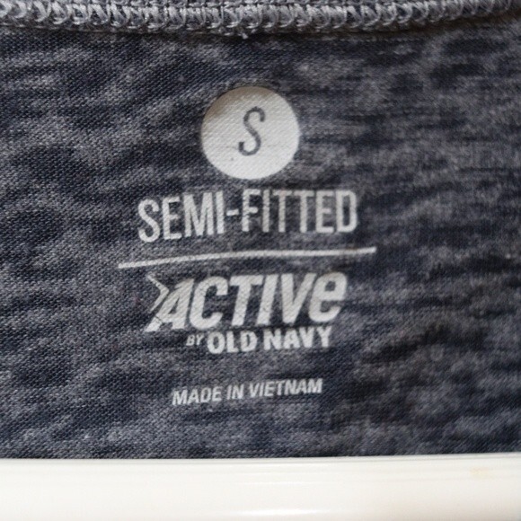 Old Navy Active Blue Gray Heathered Long Sleeve Semi-Fitted Top Medium - Picture 9 of 10